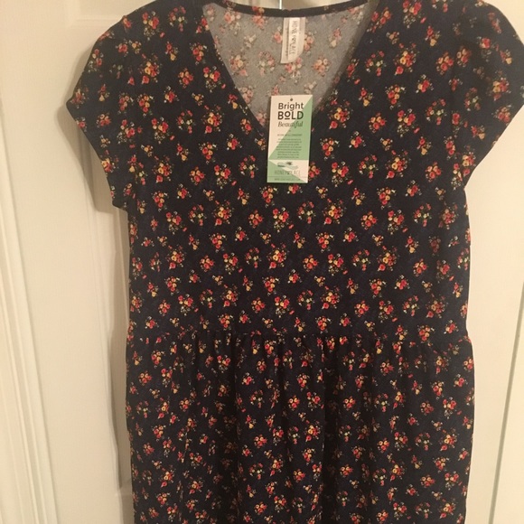 Honey /& Lace piphany Los Osos Black Navy Floral Dress L NWT POCKETS